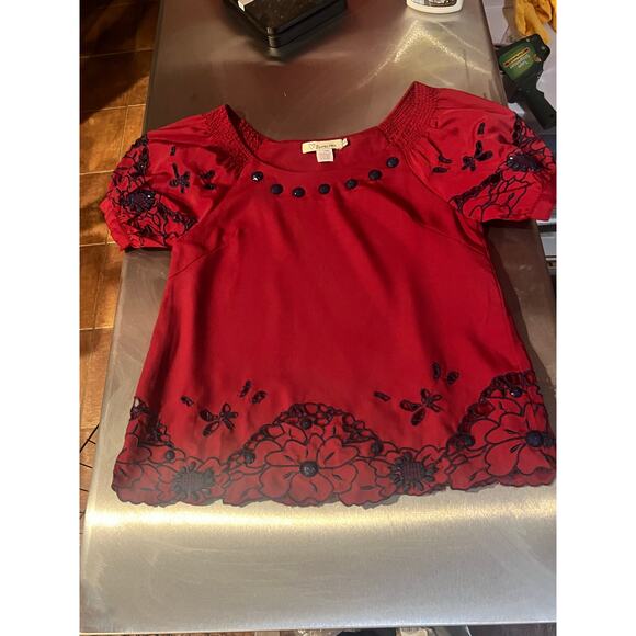 Zoompy Paris top women’s burgundy navy pattern Small - Picture 2 of 8